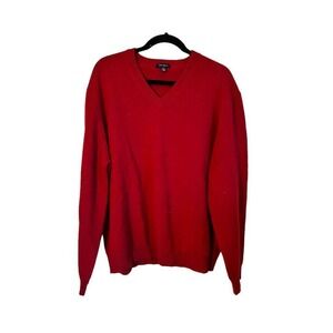 Club Room Men's XL Red 100% Wool V-Neck Pullover‎ Sweater
